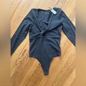 Black tie front bodysuit